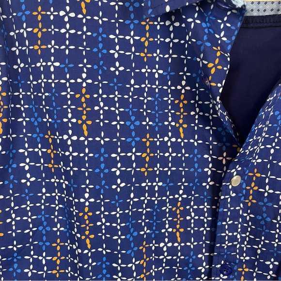 Pitbull brand casual button front shirt-blue with geo-print-Men’s Large - Picture 8 of 12